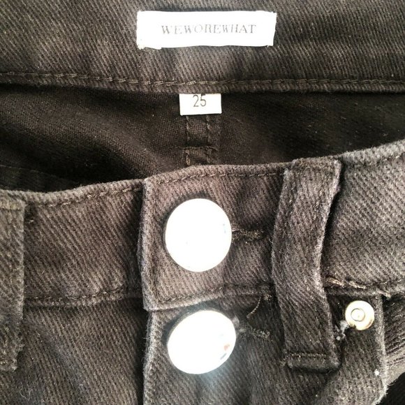 WeWoreWhat The Danielle Crystal Straight in Black Jeans Revolve NWOT $168 - Picture 3 of 7